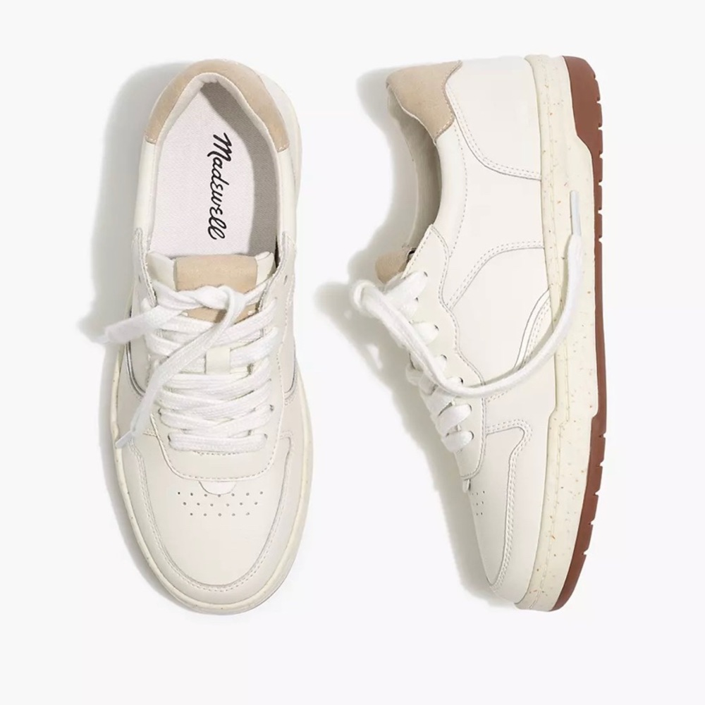madewell court sneakers in white leather